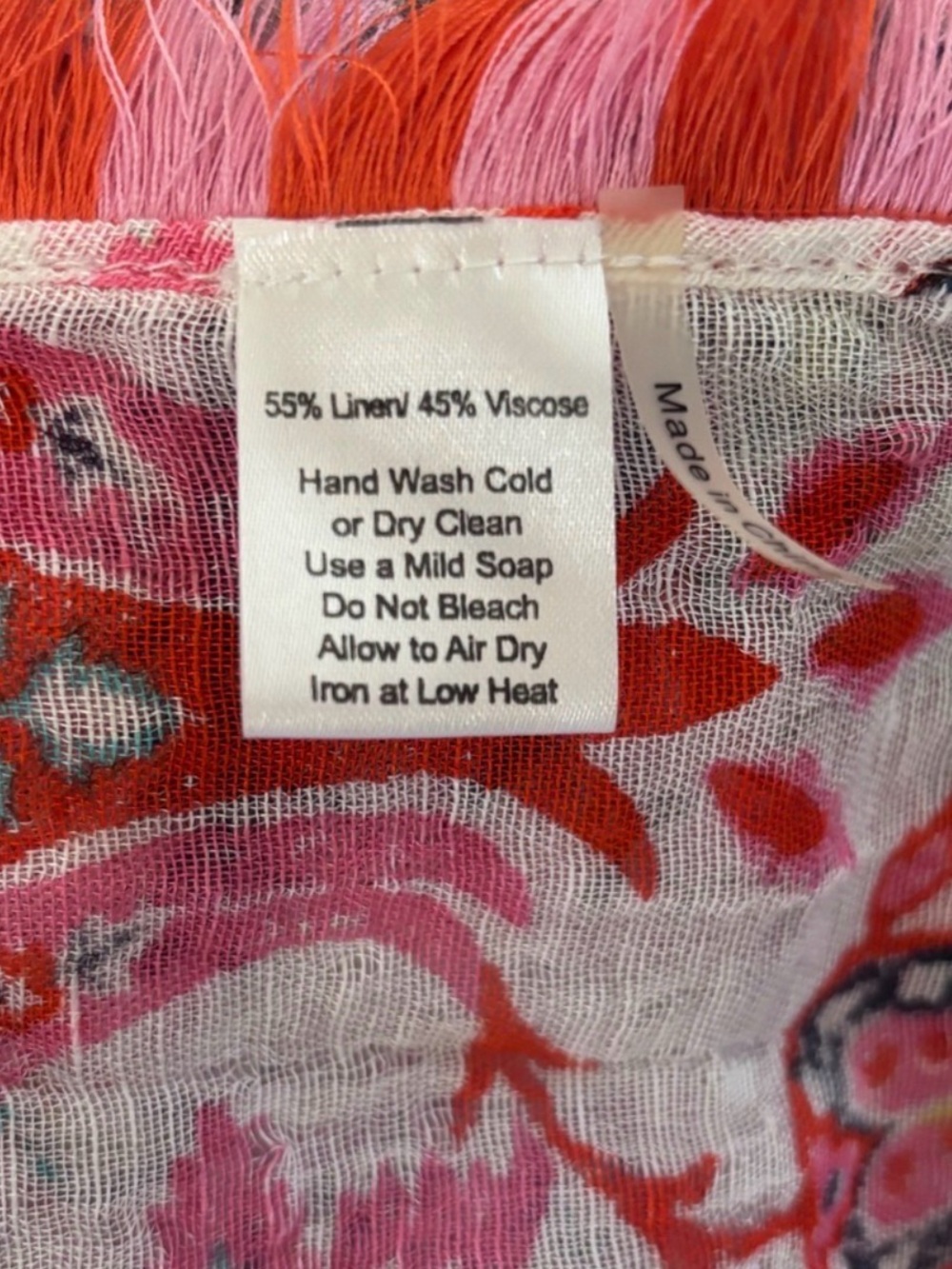 🧡🩷 Spartina 449 One Size Gauze Fringe Kimono Duster Pink Paisley Beach Cover-Up - Picture 5 of 7